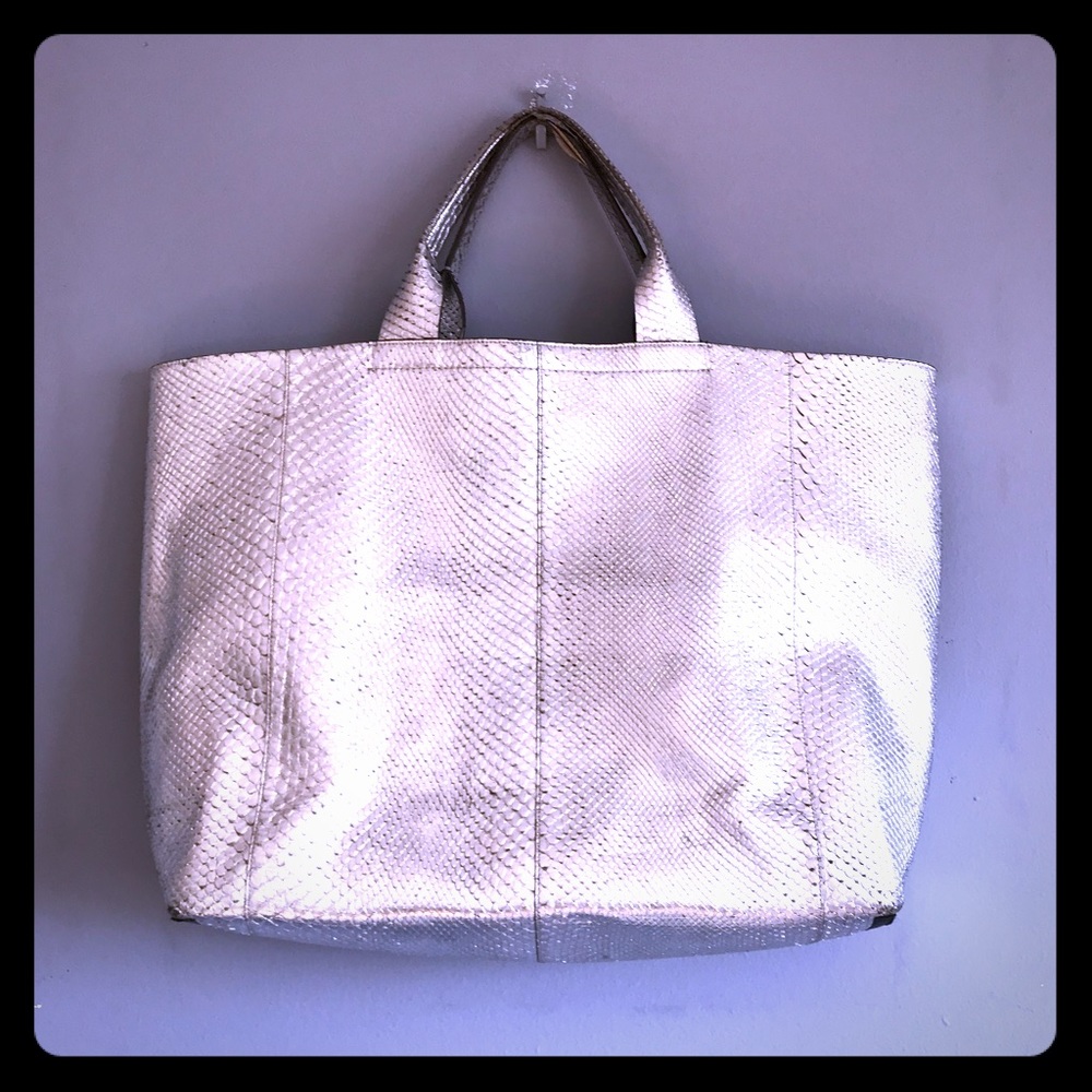 Reed Krakoff Silver snakeskin tote shopper